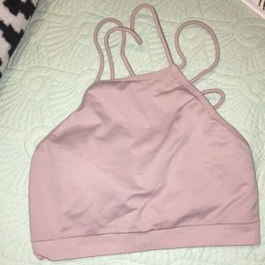 High neck halter fabletics sports bra